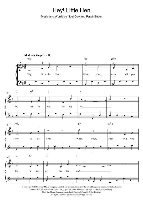Noel Gay Hey, Little Hen Musik Noten - Easy Piano - 101275-0