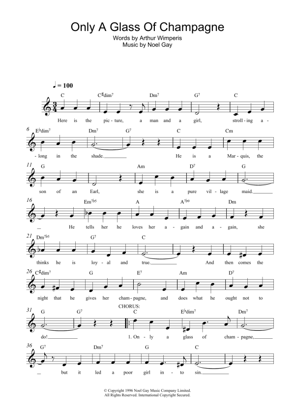 Noel Gay Only A Glass Of Champagne Musik Noten - Lead Sheet / Fake Book - 108170-0