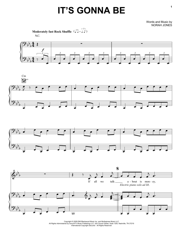 Norah Jones It's Gonna Be Musik Noten - Piano, Vocal & Guitar Chords - 75800-0