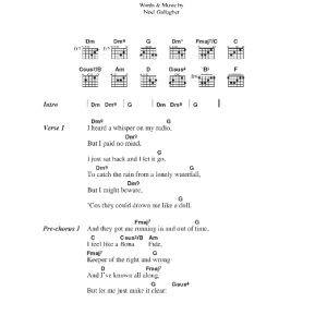 Oasis Carry Us All Musik Noten - Guitar Chords/Lyrics - 41710-0