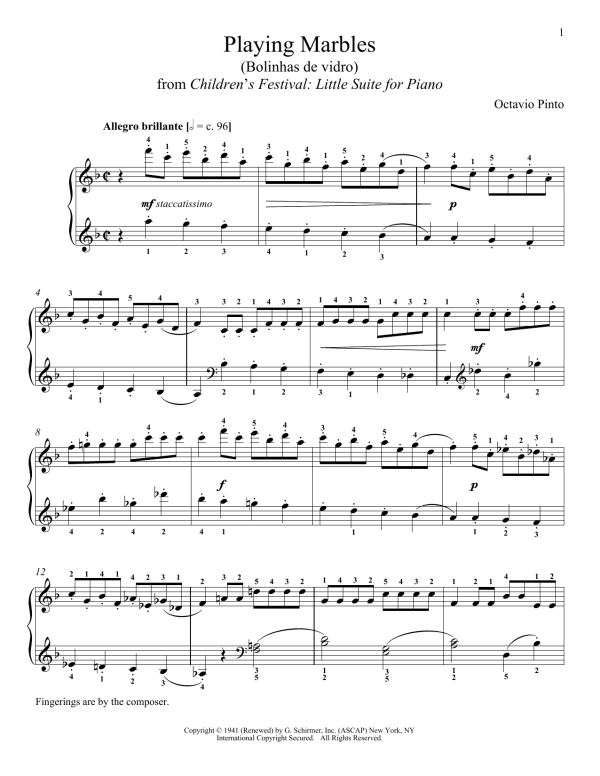 Octavio Pinto Playing Marbles Musik Noten - Piano Solo - 158344-0