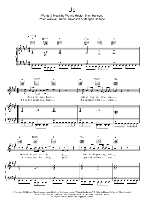Olly Murs Up (feat. Demi Lovato) Musik Noten - Piano, Vocal & Guitar Chords - 120934-0
