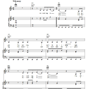 Orianthi According To You Musik Noten - Piano, Vocal & Guitar Chords - 73472-0