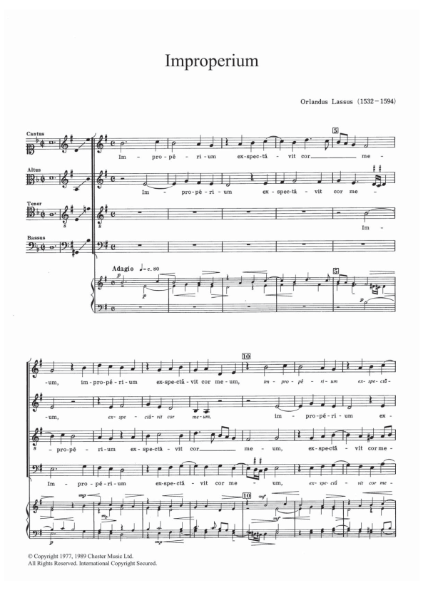 Orlandus Lassus Improperium Musik Noten - SATB Choir - 121927-0