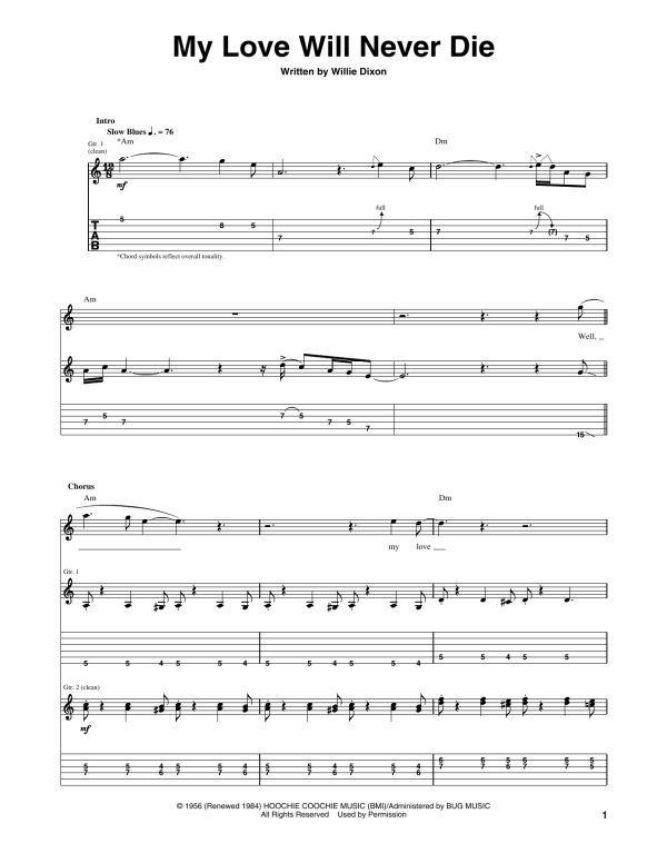 Otis Rush My Love Will Never Die Musik Noten - Guitar Tab - 170719-0