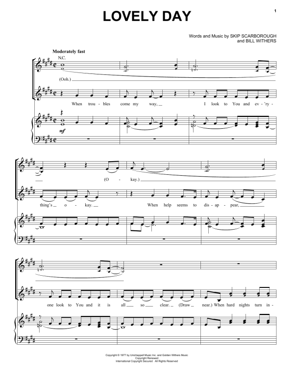 Out of Eden Lovely Day Musik Noten - Piano, Vocal & Guitar Chords - 77160-0