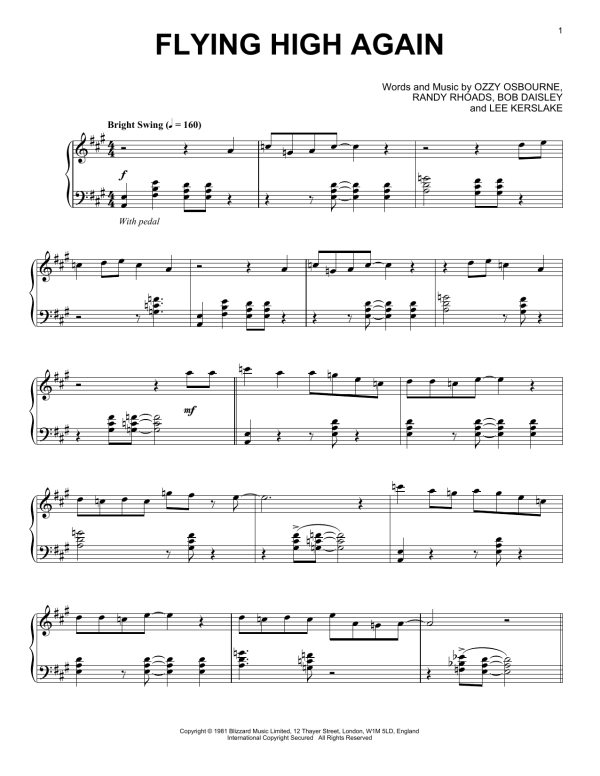Ozzy Osbourne Flying High Again [Jazz version] Musik Noten - Piano Solo - 165452-0