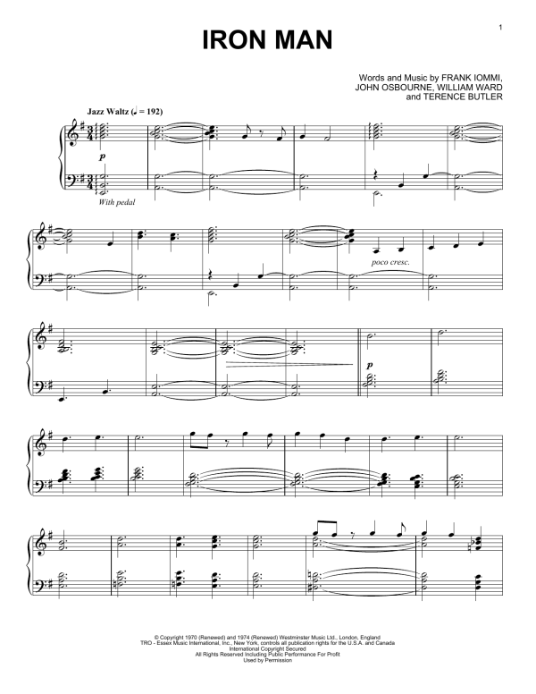Ozzy Osbourne Iron Man [Jazz version] Musik Noten - Piano Solo - 165446-0