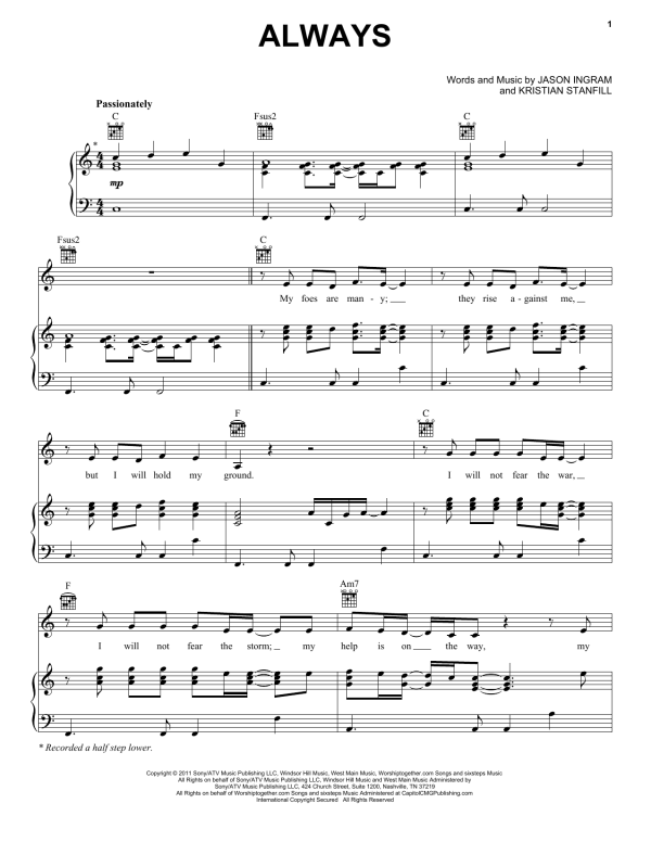 Passion Always Musik Noten - Piano, Vocal & Guitar Chords - 156789-0