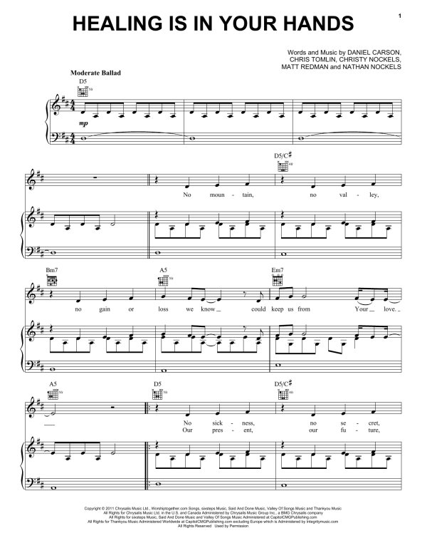 Passion Healing Is In Your Hands Musik Noten - Piano, Vocal & Guitar Chords - 156786-0