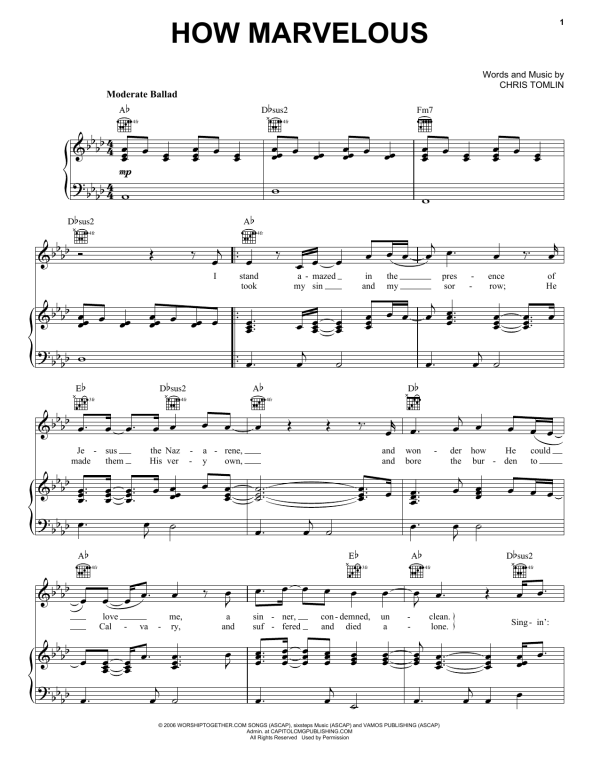 Passion I Stand Amazed (How Marvelous) Musik Noten - Piano, Vocal & Guitar Chords - 156785-0