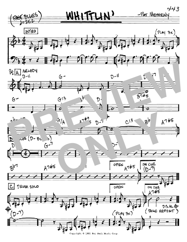 Pat Metheny Whittlin' Musik Noten - Real Book – Melody & Chords – C Instruments - 65485-0