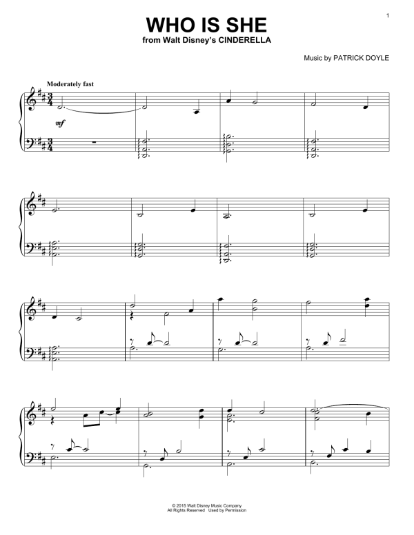 Patrick Doyle Who Is She Musik Noten - Piano Solo - 158942-0
