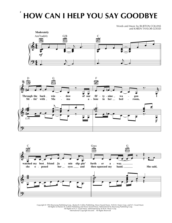 Patty Loveless How Can I Help You Say Goodbye Musik Noten - Piano, Vocal & Guitar Chords - 159803-0