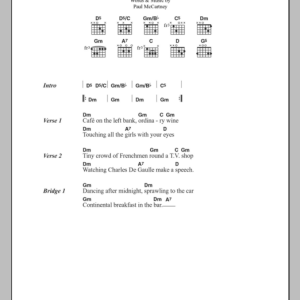 Paul McCartney Cafe On The Left Bank Musik Noten - Guitar Chords/Lyrics - 100148-0