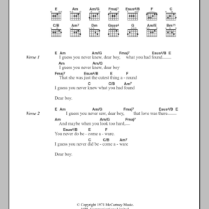 Paul McCartney Dear Boy Musik Noten - Guitar Chords/Lyrics - 101483-0