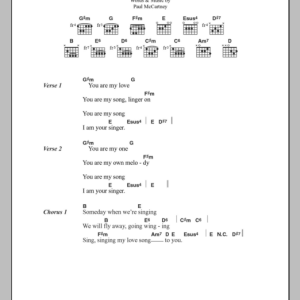 Paul McCartney I Am Your Singer Musik Noten - Guitar Chords/Lyrics - 100191-0