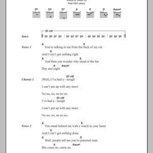 Paul McCartney I've Had Enough Musik Noten - Guitar Chords/Lyrics - 100195-0