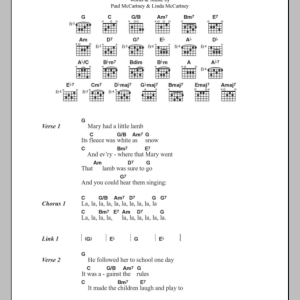 Paul McCartney Mary Had A Little Lamb Musik Noten - Guitar Chords/Lyrics - 100250-0