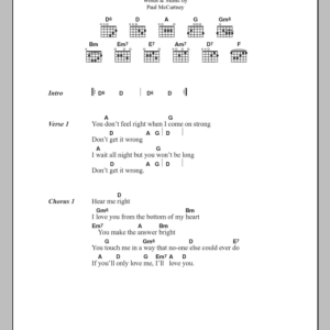Paul McCartney Tough On A Tightrope Musik Noten - Guitar Chords/Lyrics - 100310-0