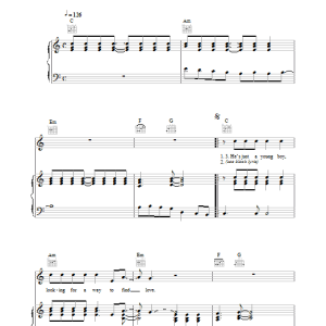Paul McCartney Young Boy Musik Noten - Piano, Vocal & Guitar Chords - 34007-0