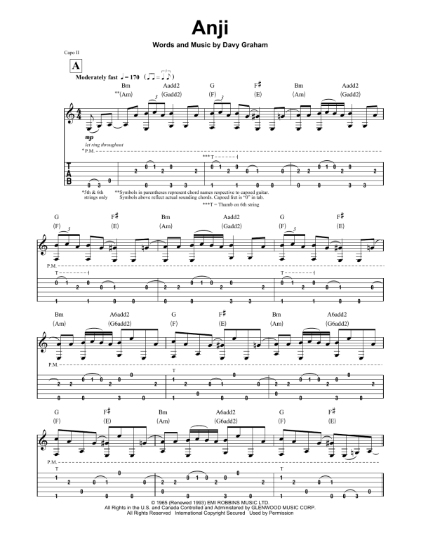 Paul Simon Anji Musik Noten - Guitar Tab - 77791-0