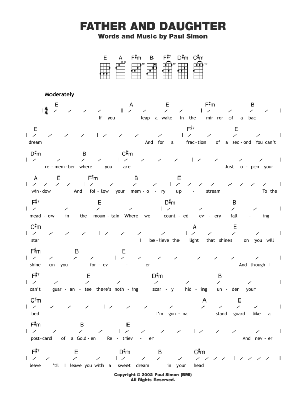Paul Simon Father And Daughter Musik Noten - Ukulele Chords/Lyrics - 122764-0