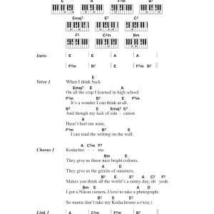 Paul Simon KodachromeTM Musik Noten - Ukulele Chords/Lyrics - 122774-0