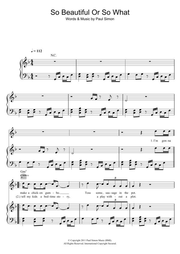 Paul Simon So Beautiful Or So What Musik Noten - Piano, Vocal & Guitar Chords - 108321-0