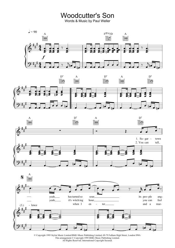 Paul Weller Woodcutter's Son Musik Noten - Piano, Vocal & Guitar Chords - 34131-0