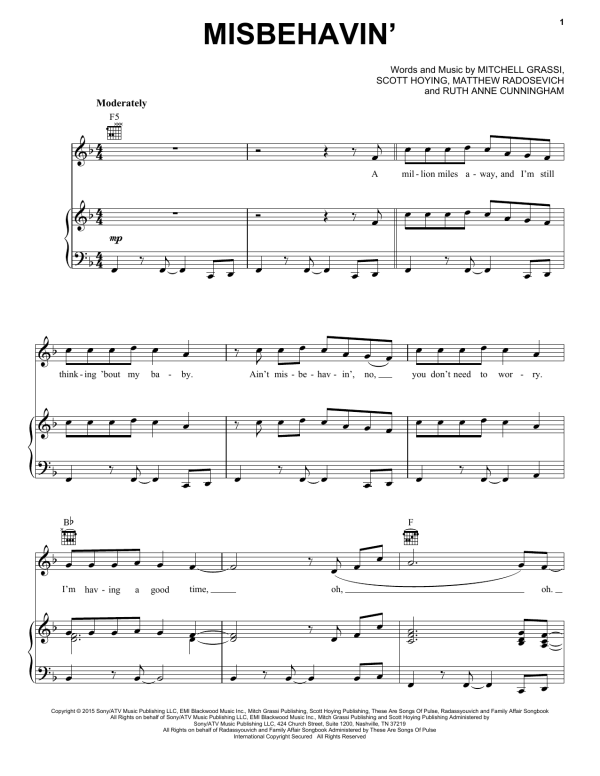Pentatonix Misbehavin' Musik Noten - Piano, Vocal & Guitar Chords - 164601-0