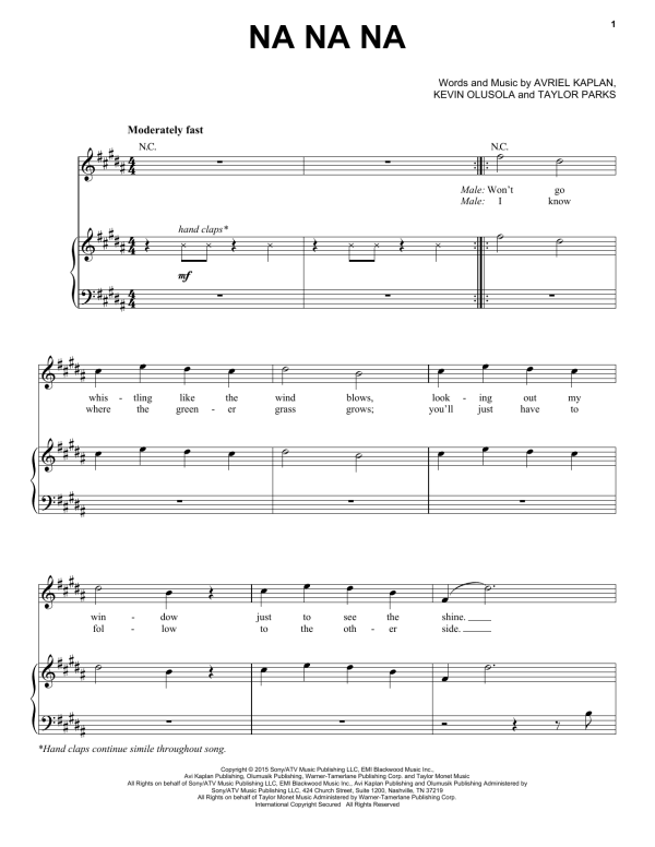 Pentatonix Na Na Na Musik Noten - Piano, Vocal & Guitar Chords - 164600-0