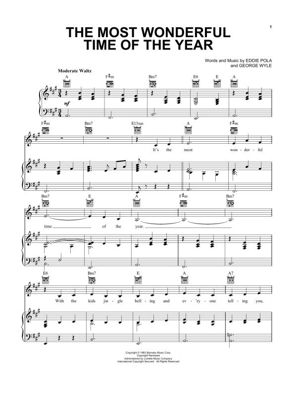Pentatonix The Most Wonderful Time Of The Year Musik Noten - Piano, Vocal & Guitar Chords - 173971-0