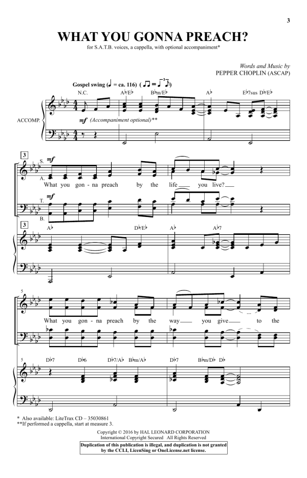Pepper Choplin What You Gonna Preach? Musik Noten - SATB Choir - 177577-0