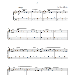 Peter Maxwell Davies Six Secret Songs, No.2, Allegro Musik Noten - Piano Solo - 42371-0