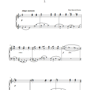 Peter Maxwell Davies Six Secret Songs, No.5, Allegro Moderato Musik Noten - Piano Solo - 42355-0