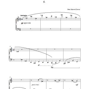 Peter Maxwell Davies Six Secret Songs, No.6, Andante Musik Noten - Piano Solo - 42364-0