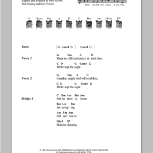 Peter, Paul & Mary All Through The Night Musik Noten - Guitar Chords/Lyrics - 95764-0