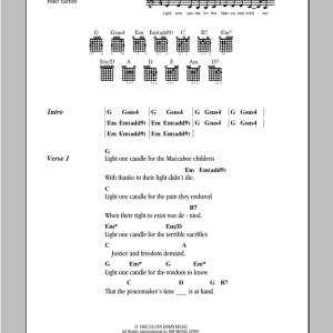 Peter, Paul & Mary Light One Candle Musik Noten - Guitar Chords/Lyrics - 95783-0