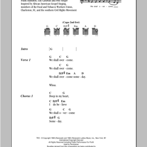 Peter, Paul & Mary We Shall Overcome Musik Noten - Guitar Chords/Lyrics - 95782-0