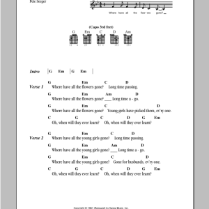 Peter, Paul & Mary Where Have All The Flowers Gone? Musik Noten - Guitar Chords/Lyrics - 95793-0