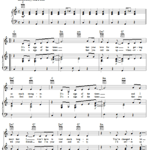 Petula Clark A Sign Of The Times Musik Noten - Piano, Vocal & Guitar Chords - 121205-0