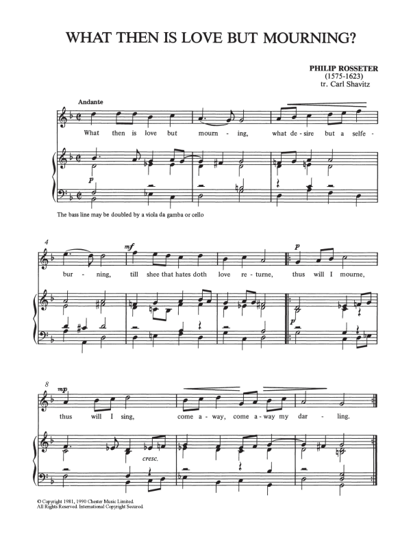 Philip Rosseter What Then Is Love But Mourning? Musik Noten - Piano & Vocal - 121463-0