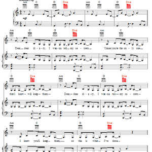 Pink Dear Diary Musik Noten - Piano, Vocal & Guitar Chords - 19920-0