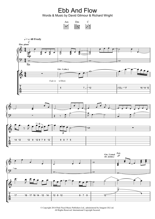 Pink Floyd Ebb And Flow Musik Noten - Guitar Tab - 158411-0