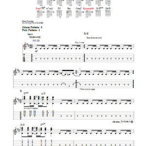 Pink Floyd Run Like Hell Musik Noten - Easy Guitar Tab - 96954-0