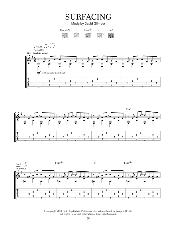 Pink Floyd Surfacing Musik Noten - Guitar Tab - 158403-0