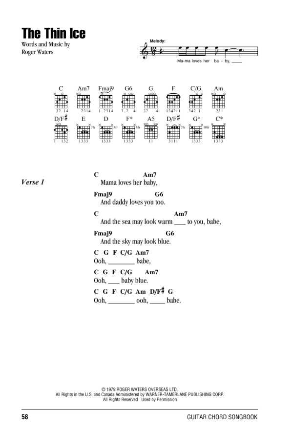 Pink Floyd The Thin Ice Musik Noten - Guitar Chords/Lyrics - 161688-0