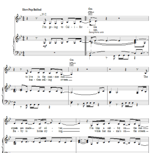 Pink Gone To California Musik Noten - Piano, Vocal & Guitar Chords - 19919-0