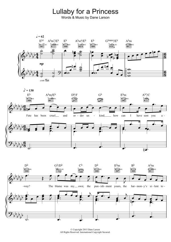Ponyphonic Lullaby For A Princess Musik Noten - Piano, Vocal & Guitar Chords - 123841-0